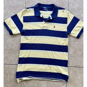 Polo Ralph Lauren Boys Polo Shirt Size Large 16 18 Blue Yellow Striped